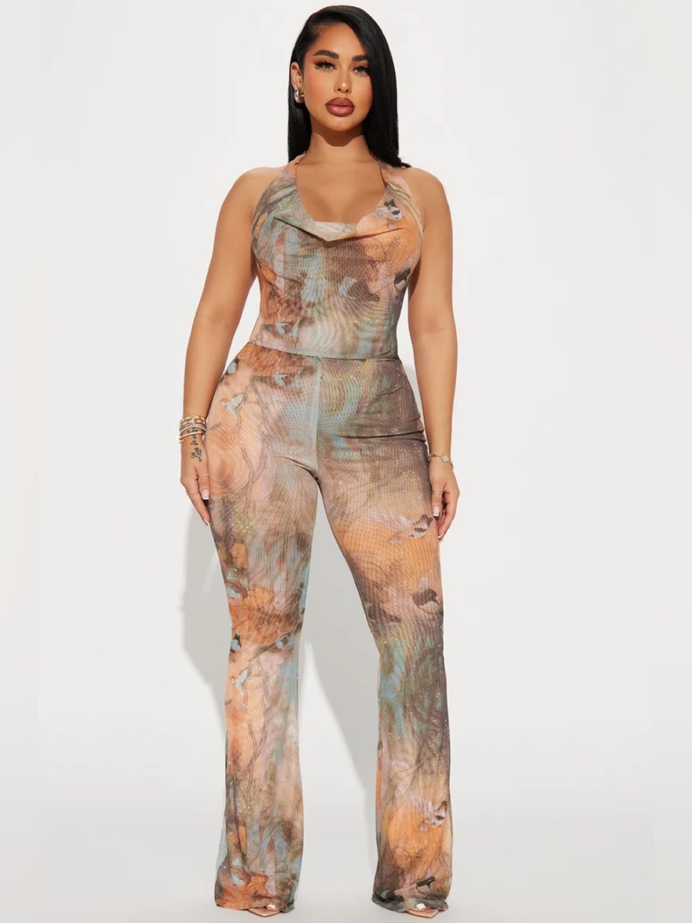 Women's Rust & Teal Printed Jumpsuit